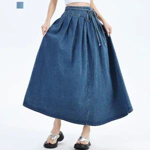 [퀸이즈][퀸이즈] [99까지]빅사이즈 데실 뒷밴딩 데님 스커트
