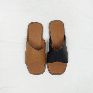 [디아]자노 국산 남자 크로스 스퀘어 엑스 소가죽 슬리퍼 1cm