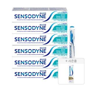 센소다인 엑스트라 딥클린 치약 120g, 6개+젠틀 칫솔 1입, 1개+증정(멀티케어 치약 18g, 1개)