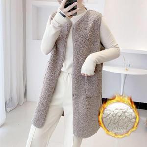 양털 후리스유행 조끼 여자 뽀글이 보온 누빔 롱 베스트