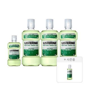 리스테린액 내추럴 그린티 마일드 750ml, 3개+250ml, 1개+증정(그린티 마일드 100ml, 1개)