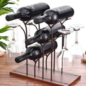 무타공 스탠딩 와인잔걸이 1p 스틸 조립식 랙 홀더 와인병 원목 트레이 테이블 보관함