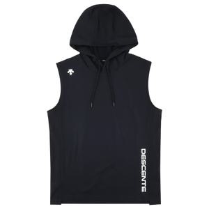 데상트 남성 후드형 슬리브리스 SP321TST72BLK