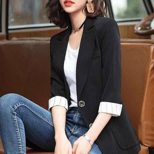 7부 여성자켓 캐주얼 카키색 블랙 셔츠 가을