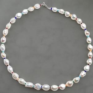 [다잇템] 여성 패션 진주 실버 색상 비즈 구슬 목걸이