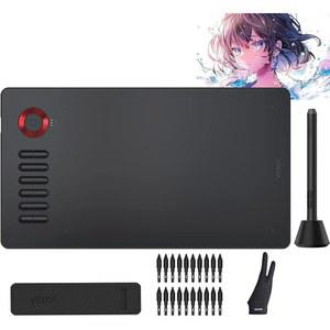 VEIKK A15Pro 그래픽 드로잉 태블릿 10 x 6 인치 디지털 펜 태블릿, 12 개의 단축키 -1 퀵 다이얼 및 배터리 없는 패시브 스타일러스, Mac/Chrome/Windows/Linux/Android OS용 틸트 기능 지원