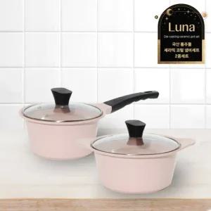 국산 통주물 루나 세라믹코팅 냄비세트 2종(베이비핑크)