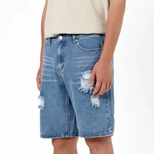 비브레이커스 남자 5부 청반바지 여름 찢청 디스 중청 워싱 데님 쇼츠