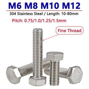 피치 M6 나사 육각 볼트 헤드 길이 M8 M12 80mm 304 원통형 M10 스테인레스 .5mm .25/ 스틸 10 육각형 미세 0.75/ .0/