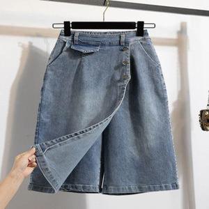 하이웨스트 밴딩 청치마 빅사이즈 치마바지 데님 페이크