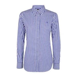 블루 화이트 버티컬 스트라이프 버튼 프론트 셔츠 200970765001 LAPIS
