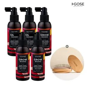 [CJ단독구성 탈모케어] 이고세 그로우 모모 쿨링 헤어토닉 125ml X5개  +프로페셔널 볼륨 브러시)
