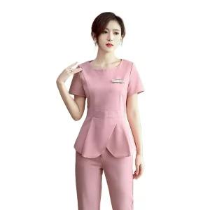여름 유니폼 피부과 병원 세트 사무직 간호복 호텔 뷰티샵 간호사