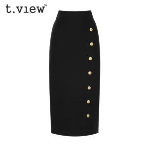 [티뷰] 골드버튼스트래치스커트_V5C-CSK008