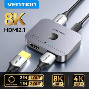 Vention HDMI 2.1 분배기 8K 60Hz 4K120Hz TV 용 양방향 2 in 1 out  Xbox PS4 5 호환 모니터 스위처
