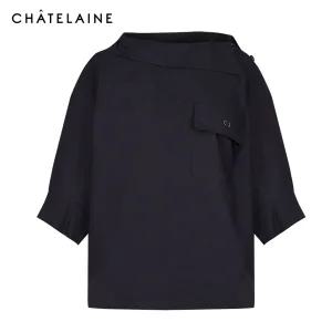 [샤트렌] 패널 넥라인 포켓포인트 블라우스_HCDFBL205