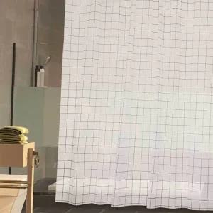 욕실 화장실 패브릭 샤워커튼 화이트 대 체크