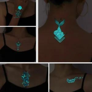 파티 축제 이벤트 야광 타투 스티커 3개 발광 헤나 분장 할로윈 타투