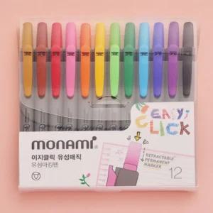 사용 편한 이지 클릭 슬림 2mm 유성 매직펜 12색 세트
