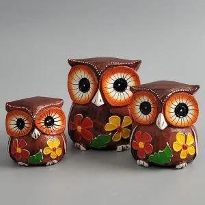 [ME9MLLN9_58]발리에서온 목각 소품 부엉이 장식소품 3P