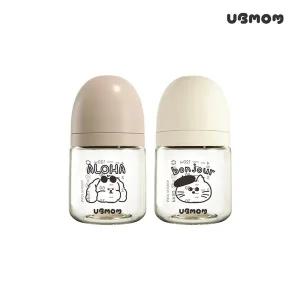 [유비맘][소비자가 18000원]유비맘 몽이 몽자 디자인 젖병 120ml 1P(SS꼭지포함)