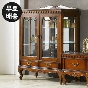 [벤티스가구]세디 엔틱 장식장 원목 유리 수납장 양주 술 위스키 장식장 거실 진열장 가구(대/900)