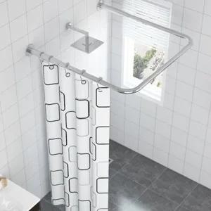 키밍 욕실 샤워커튼봉 ㄷ자 코너 곡선봉 90cm 실버