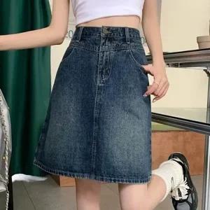 하이웨스트 A라인 데님 스커트