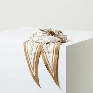 [헤지스](광주신세계)[SILK100%] 베이지 H클립 마름모 실크 스카프 HISC5E502I2