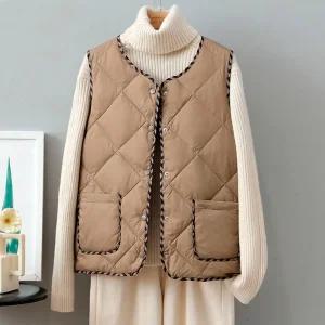 퀼팅패딩조끼 넥변형 라운드 경량 패딩조끼 여성조끼