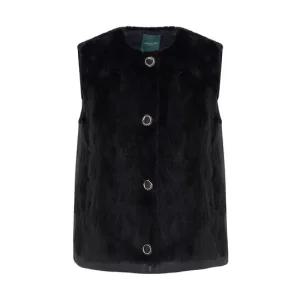 가죽 배색 밍크 베스트_CLCWLF101
