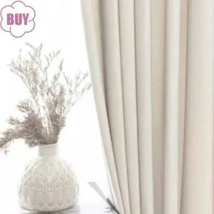 거실 다이닝 룸 침실용 심플 북유럽 커튼 럭셔리 유백색 베이 창 벨벳 천 프렌치