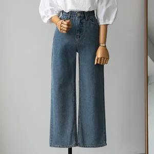 (안나앤플러스) 티스 밴딩 와이드 데님 팬츠[데님BY743] 빅사이즈
