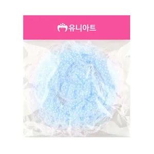 하늘색 도트 레이스 원단 장식 리본 코사지 악세서리 소품