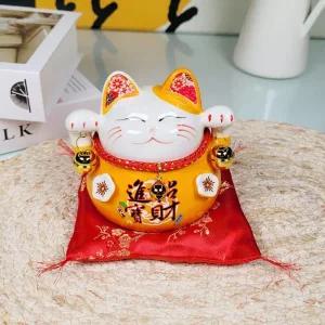 [아우트]일본 도자기 마네킨네코 저금통(오렌지)