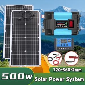 태양광 발전 키트 콤보 500W 220V/110V 인버터 패널, 발전소 풀 세트, 100A 컨트롤러, 캠핑
