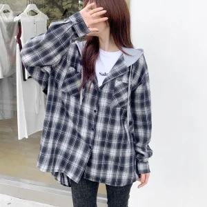 [엔소아] 헤일리 후드 레이어드 셔츠