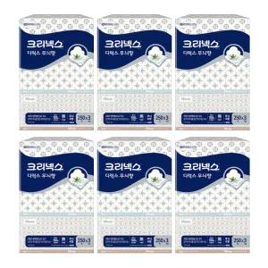 크리넥스 디럭스 무늬향 각티슈 미용티슈 250매 3입 x6개