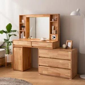 헨버 3단서랍 LED 확장형 원목 화장대 세트(스툴제외)