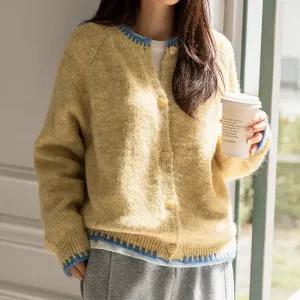 [시크폭스] 리센스 배색 울 니트가디건_53CA710