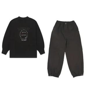 [AK수원점] [블루테일] 블랙가로절개긴팔티셔츠상하세트AZH1TS01BK/AZH1PT03KK