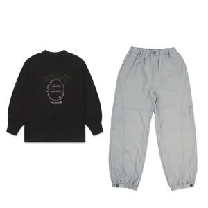 [AK수원점] [블루테일] 블랙가로절개긴팔티셔츠상하세트AZH1TS01BK/AZH1PT02LG