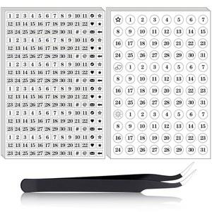 달력용 작은 플래너 번호 스티커 12장에는 사각형 번호와 기호 4개, 원형 날짜 8개가 포함되어 있습니다. 저널 달력 노트에는 엘보우 트위저가 있습니다