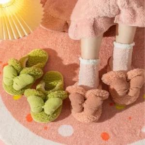 당일 골덴 왕리본 뽀글 슬리퍼 겨울 털 실내화 겨울슬리퍼 털슬리퍼 방한슬리퍼