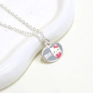 /디유아모르 실버925 헬로키티 하트 치얼업 아동 미아방지 목걸이