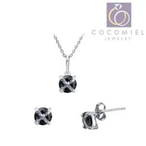 블랙 스톤 set S-23 목걸이세트 은귀걸이 실버세트 은 은목걸이 순은목걸이 925실버목걸이