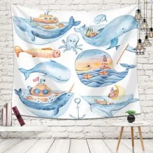 나은상점 고래와 바다 패브릭 인테리어 포스터