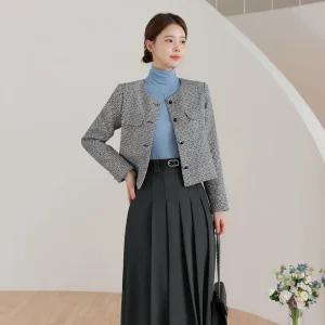 [시크라인] (~XXL까지) 소마르블 라운드넥 트위드자켓 가을 하객룩 오피스룩 모임룩 격식룩 자체제작 빅사이즈