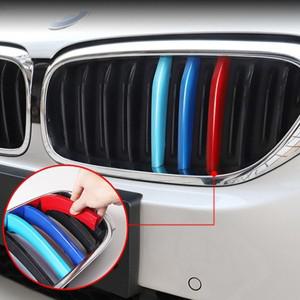 3 색 자동차 앞 그릴 커버 범퍼 스트라이프 스티커 BMW X1 X3 X4 X5 X6 X1 G28M3 3시리즈 5시리즈 3시리즈