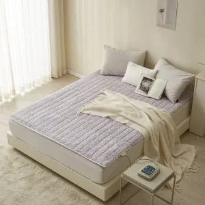 큐티플라워 사계절 온열 온수매트 전기장판 누빔 커버  퀸 2인용)